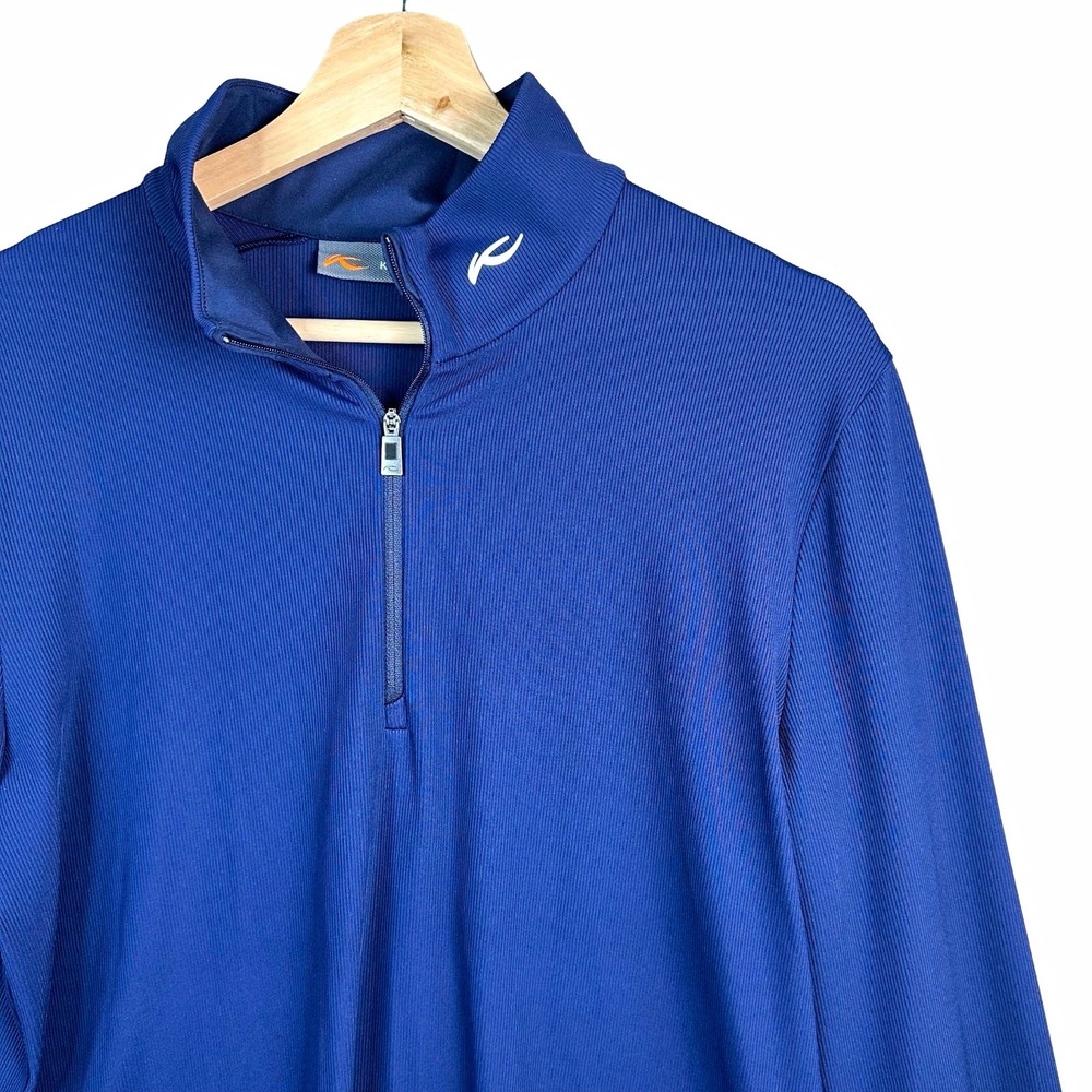 KJUS 1/4 Zip UV Protection Men's Golf Pullover Navy Long Sleeve Ribbed M/50